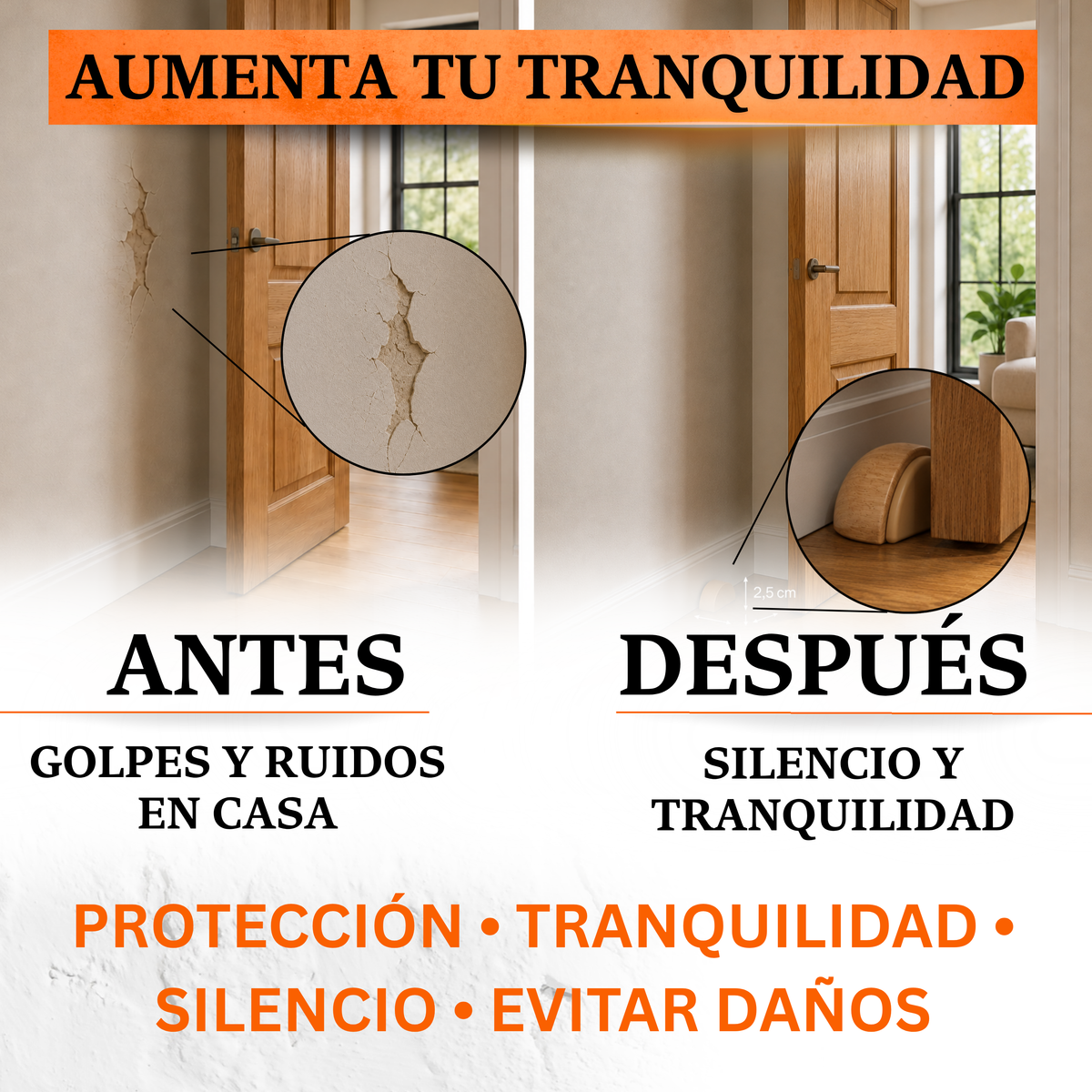 Tope de puerta de madera Cerramatic protege pared de golpes