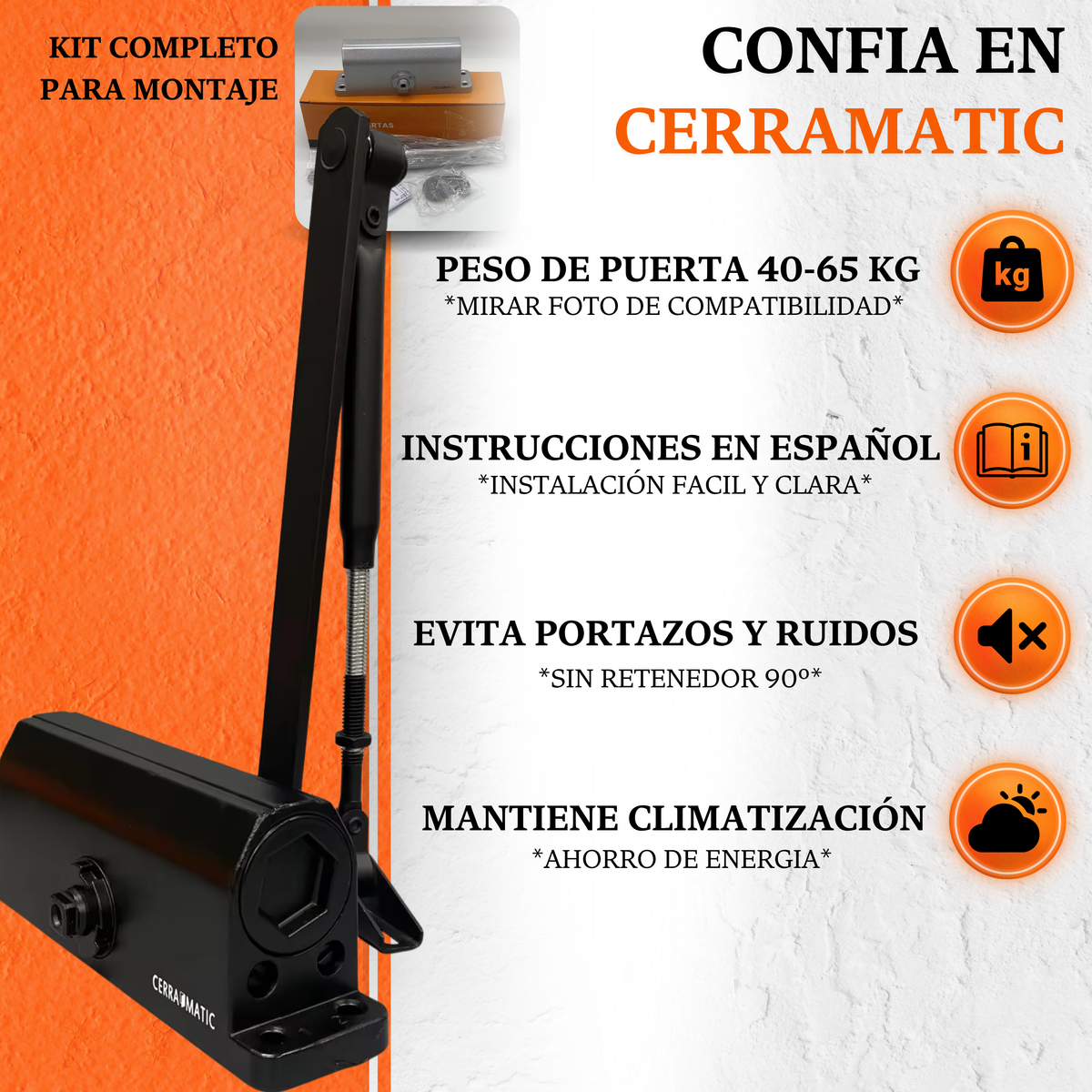 Detalle del brazo del cierrapuertas M-200 Cerramatic