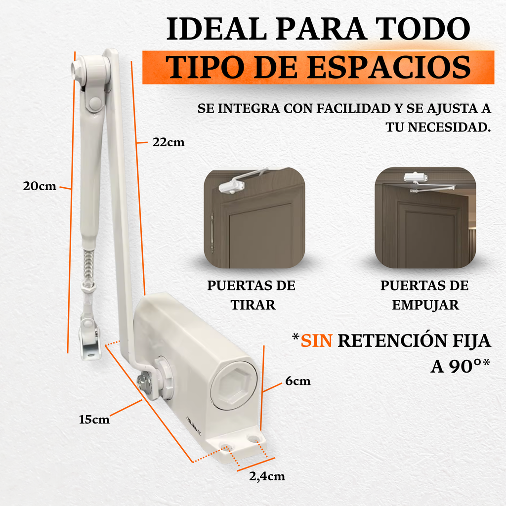 Detalle del brazo del cierrapuertas M-100 Cerramatic