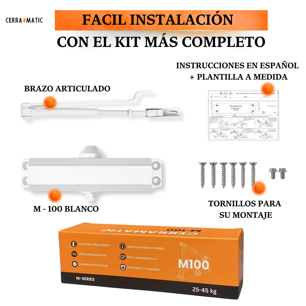 Mecanismo hidráulico del cierrapuertas M-100 Cerramatic