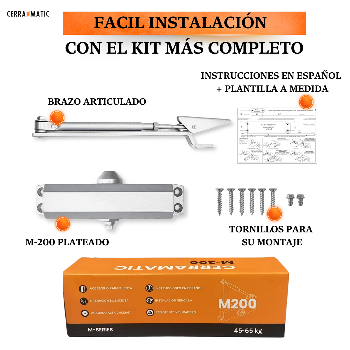 Mecanismo hidráulico del cierrapuertas M-200 Cerramatic
