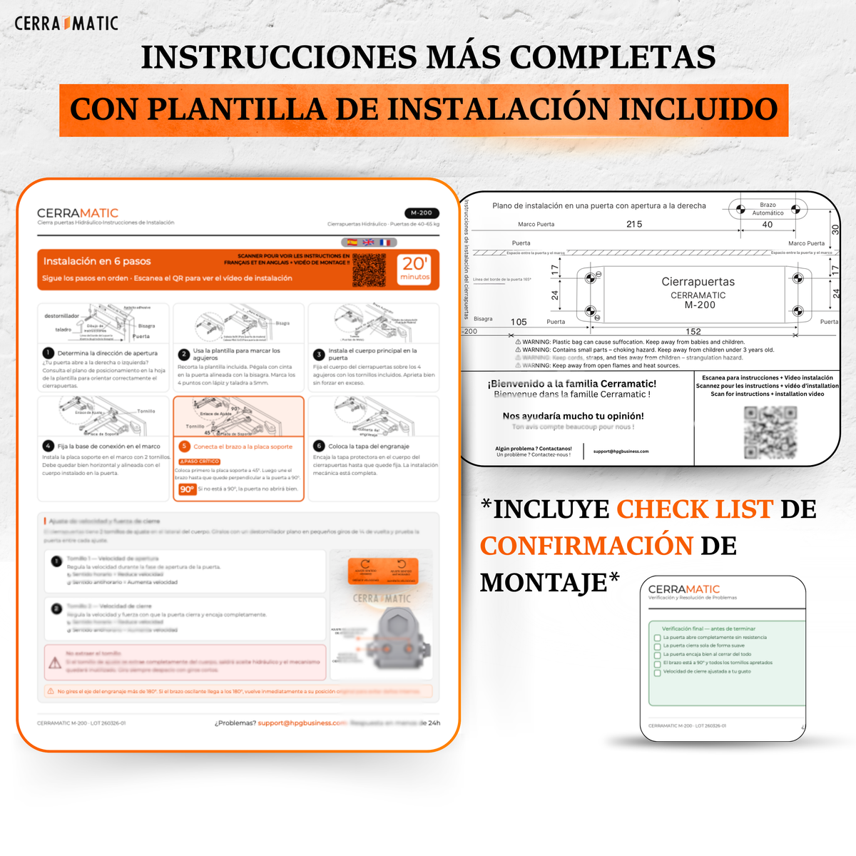 Instalación paso a paso del cierrapuertas hidráulico M-100